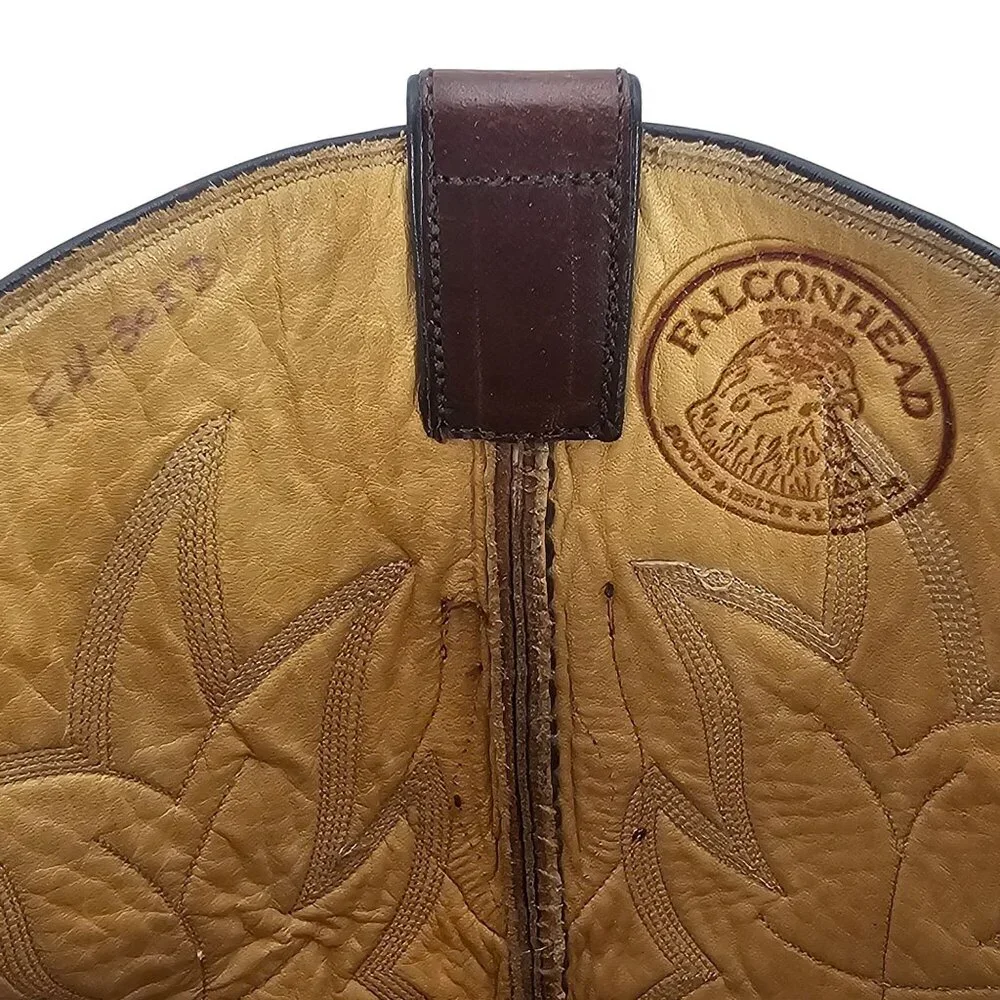 Tres Outlaws Falconhead Mens sz 15 Dark Brown Leather Custom Cowboy Western Boot - Picture 8 of 16